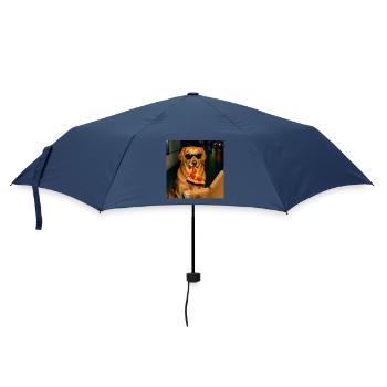 Mème drôle de chien Golden Retriever mangeant de la pizza - Parapluie standard - marine - Devant