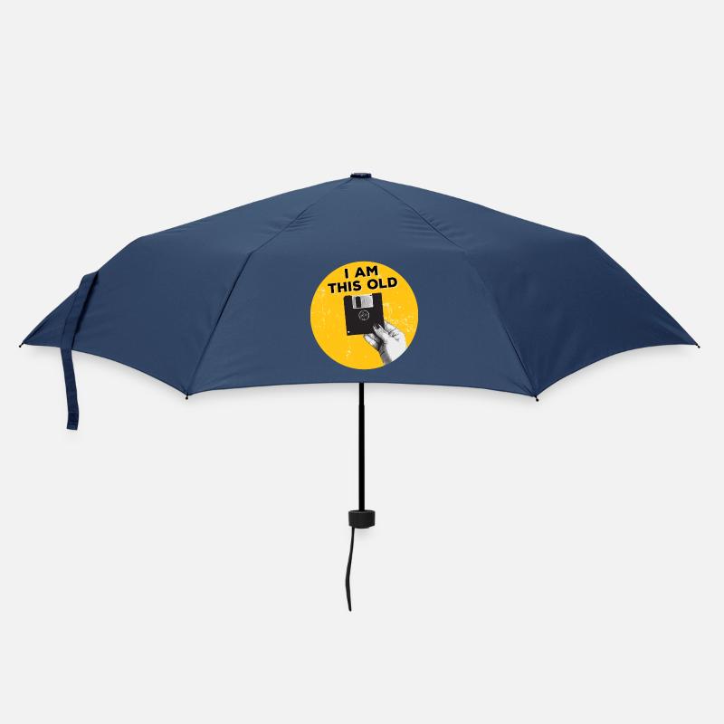 I am this old Disketten-Disk 80er-Jahre Retro  - Regenschirm (klein) - Navy