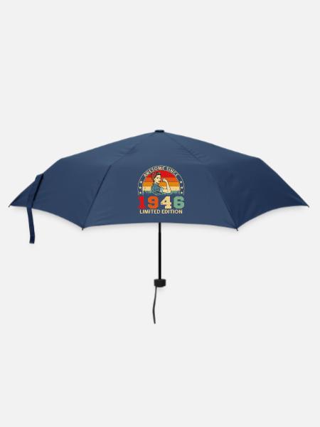 Geburtstagsgeschenk für eine Retro-Ehefrau aus dem Jahr 1946 - Regenschirm (klein) - Navy