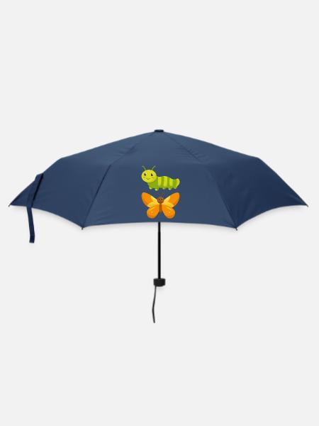 Raupe zu Schmetterling - Regenschirm (klein) - Navy