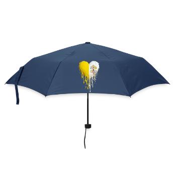 Vatikansfarbenes Herz-Drip - Regenschirm (klein) - Navy - Vorne