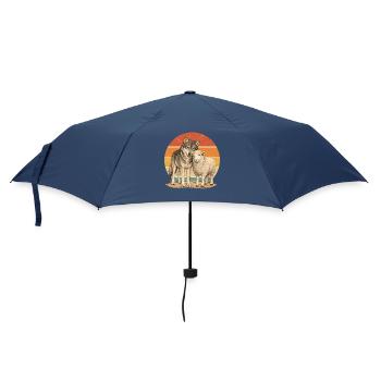 Wolf und Schaf - Regenschirm (klein) - Navy - Vorne