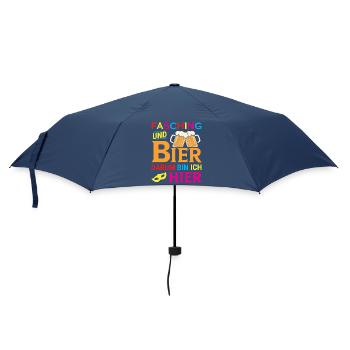 Fasching und Bier darum bin ich hier - Regenschirm (klein) - Navy - Vorne