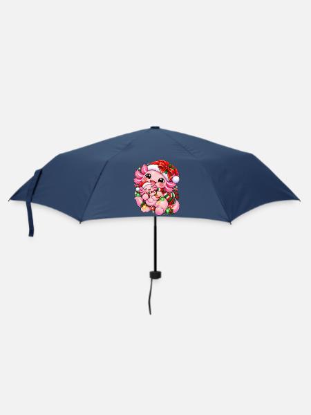 Kawaii Weihnachtsdrache mit Lichterkette - Regenschirm (klein) - Navy