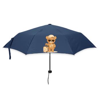 Bär auf Reisen Urlaub Abenteuer Tiermotiv - Regenschirm (klein) - Navy - Vorne