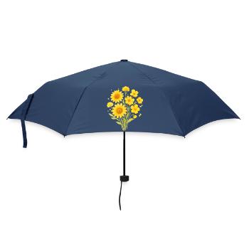 Sonnenblumen Aquarellstrauß - Regenschirm (klein) - Navy - Vorne