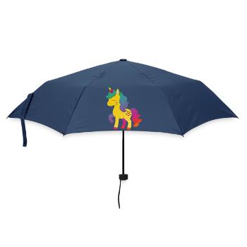 Rainbow Unicorn Cartoon Design - Umbrella (small) - navy - Front
