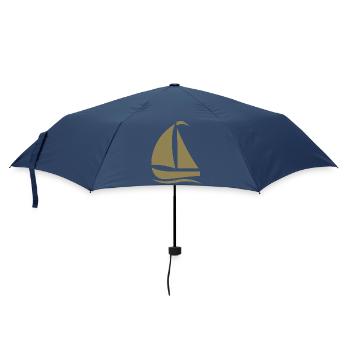 Minimalistische Segelboot Silhouette Nordsee  - Regenschirm (klein) - Navy - Vorne
