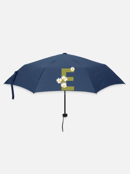 Grüne Gänseblümchen Brief - Regenschirm (klein) - Navy