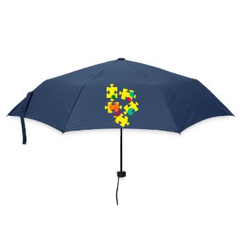 Bunte Puzzleteil Collage - Regenschirm (klein) - Navy - Vorne