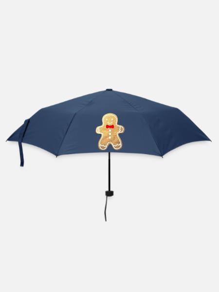Cookie Man Gold Gingerbread Christmas Gingerbread Man - Umbrella (small) - navy