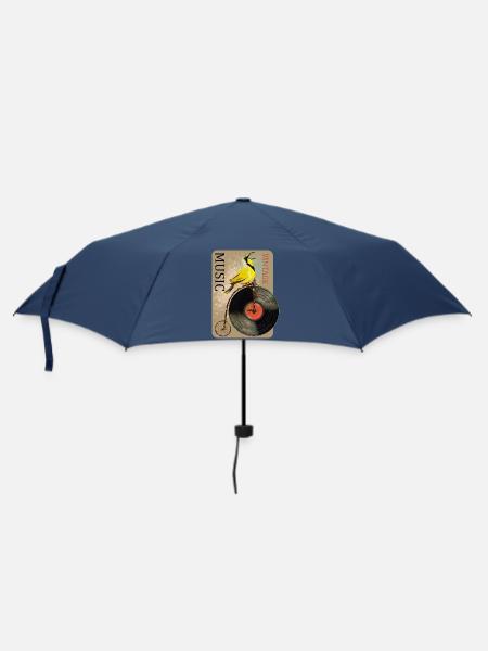 Vintage Musik Vogel Design - Regenschirm (klein) - Navy