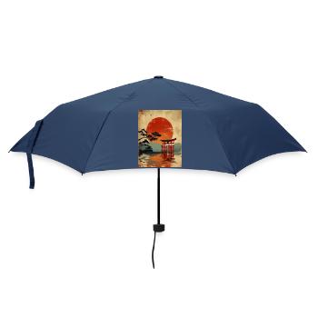Serene Japanese Sunset Scene - Umbrella (small) - navy - Front