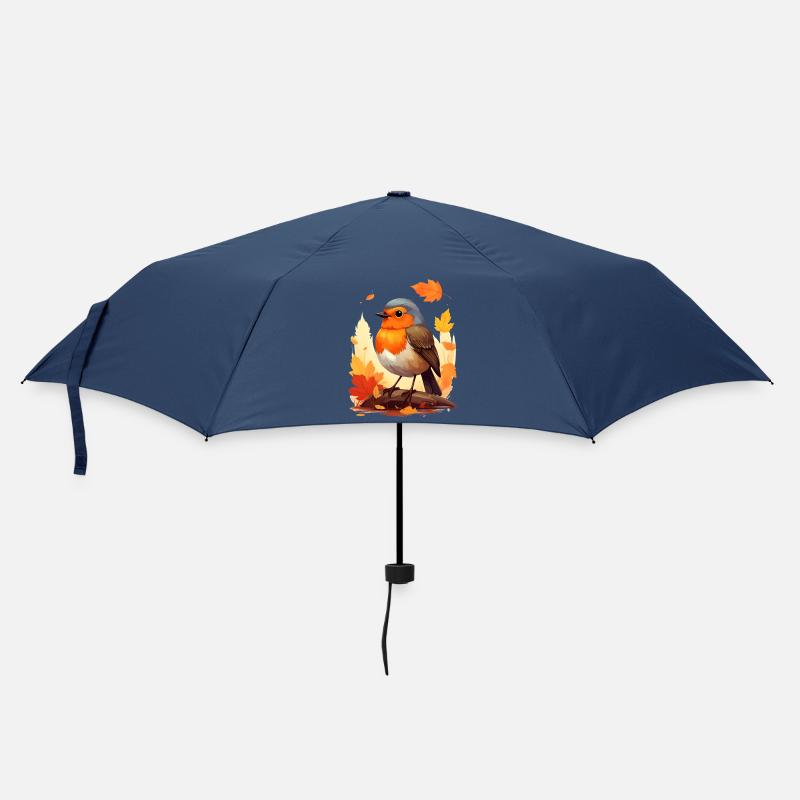 Rotkehlchen im Herbst - Regenschirm (klein) - Navy