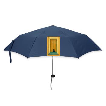 Cat in Turquoise Window Frame - Umbrella (small) - navy - Front