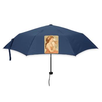 Art Nouveau Pizza Pin-Up - Vintage Kunst - Regenschirm (klein) - Navy - Vorne