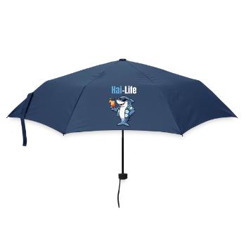 Hai-Life | Cooler Cartoon-Hai mit Sommerfeeling - Regenschirm (klein) - Navy - Vorne