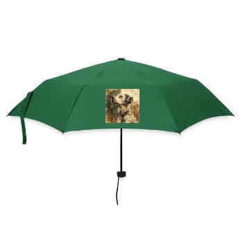 Dalmatiner Portrait im Vintage-Öl-Look - Regenschirm (klein) - Flaschengrün - Vorne