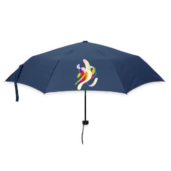 Regenbogenfarbene Banane – Verspieltes Fruchtmotiv - Regenschirm (klein) - Navy - Vorne