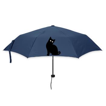 Katze Silhouette schwarz Geschenk Katzenliebhaber - Regenschirm (klein) - Navy - Vorne