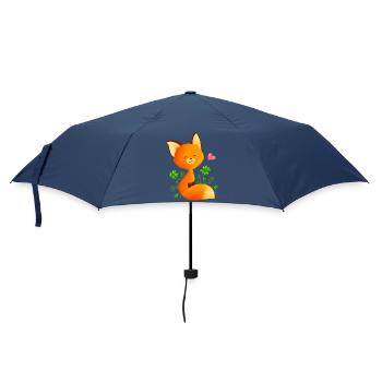 Süßer kleiner irischer Fuchs auf dem Glückskleeblattfeld - Regenschirm (klein) - Navy - Vorne