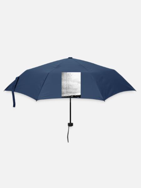 Regen auf Glas Monochrom - Regenschirm (klein) - Navy