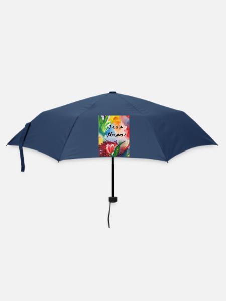 EG Blumen I love flowers I Tulpen I Geschenk - Regenschirm (klein) - Navy