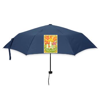 Psychedelic Mushrooms in Groovy Colors 70s - Umbrella (small) - navy - Front