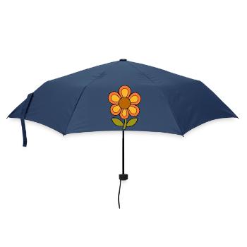 70s flower pattern retro flowerpower - Umbrella (small) - navy - Front