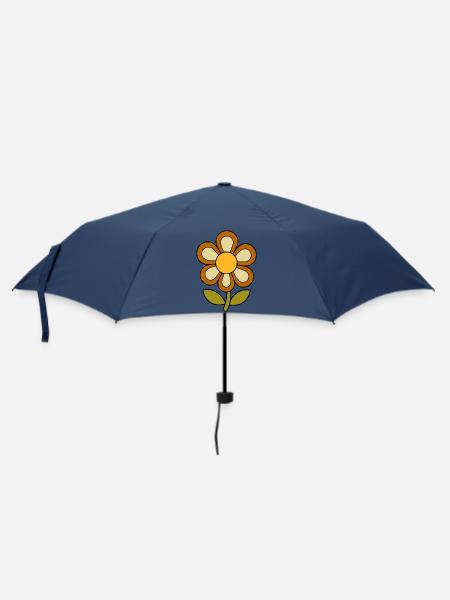 Flowerpower rétro à motifs floraux des années 70 - Parapluie standard - marine