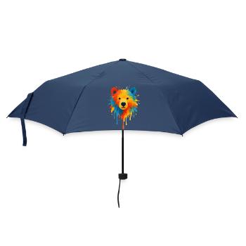Bear Watercolor Dripping Chroma Art - Umbrella (small) - navy - Front