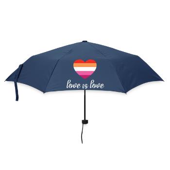 LGBT Pride Month - Love is Love (Lesbian Heart) - Umbrella (small) - navy - Front
