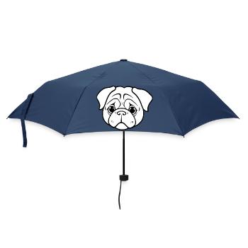 Mops Hunde T-shirt - Regenschirm (klein) - Navy - Vorne