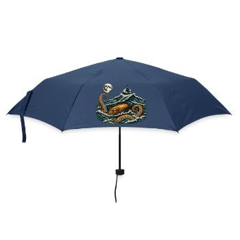 Kraken Sea Monster Vintage Sailing Ship Octopus - Umbrella (small) - navy - Front