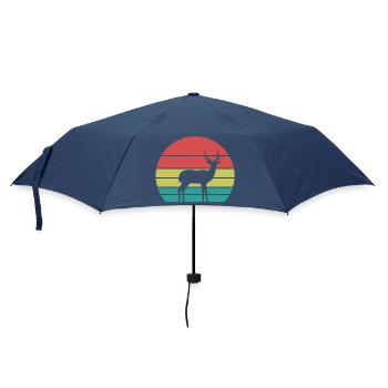 Vintage Antilope Silhouette – Retro Safari - Regenschirm (klein) - Navy - Vorne