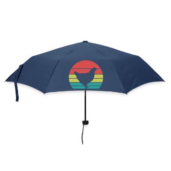 Huhn Silhouette Retro - Regenschirm (klein) - Navy - Vorne