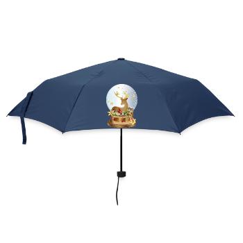 nostalgic snow globe with deer for Christmas - Umbrella (small) - navy - Front
