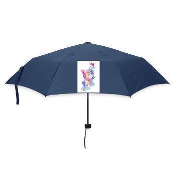 Bunter Weihnachtskuschelhase mit Mütze - Regenschirm (klein) - Navy - Vorne