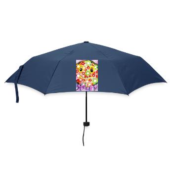 Bunte Pixel-Silhouette mit Smile - Regenschirm (klein) - Navy - Vorne