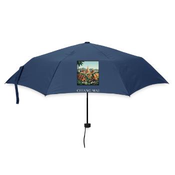 Chiang Mai Temples in Golden Sunset Thailand - Umbrella (small) - navy - Front