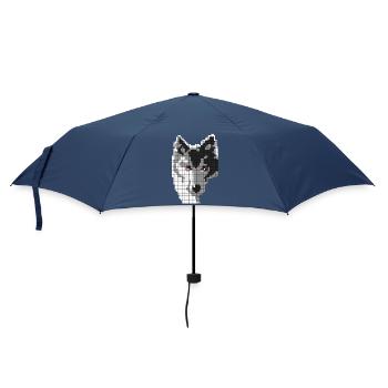 Gray wolf in the form of a pixel Classic T-shirt - Umbrella (small) - navy - Front