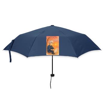 "Sakura Night – Mount Fuji unter Sternen" - Regenschirm (klein) - Navy - Vorne