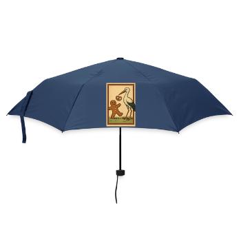 Storch und Keks und Lebkuchen Männchen Fabel - Regenschirm (klein) - Navy - Vorne