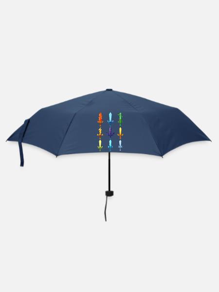 Bunte Fantasy Schwerter Design - Regenschirm (klein) - Navy