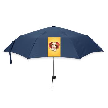Love Dog Puppy in Heart Frame - Umbrella (small) - navy - Front