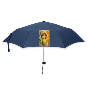 Frau im Stil des Art Nouveau mit Kopfhörern . 1 - Regenschirm (klein) - Navy - Vorne