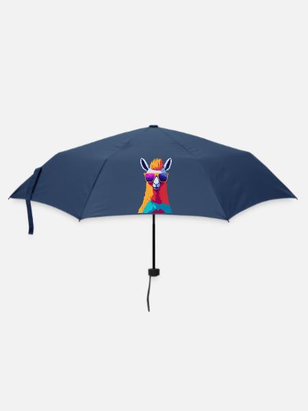 Retro-Alpaka-Rebellion - Regenschirm (klein) - Navy