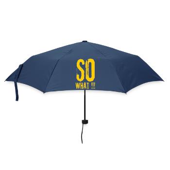 So What!!! Bold Grunge Typo - Regenschirm (klein) - Navy - Vorne