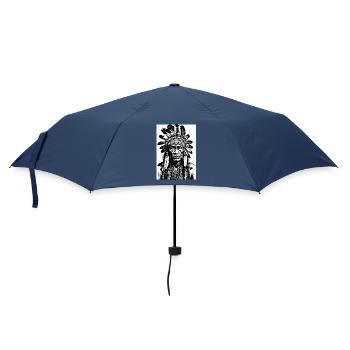 Indigenous chieftain's head with feather headdress - Umbrella (small) - navy - Front