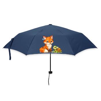 Fuchs und eine niedliche Schildkröte - Regenschirm (klein) - Navy - Vorne